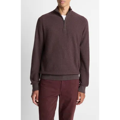 Vince Geo Jacquard Quarter Zip Sweater In Brown