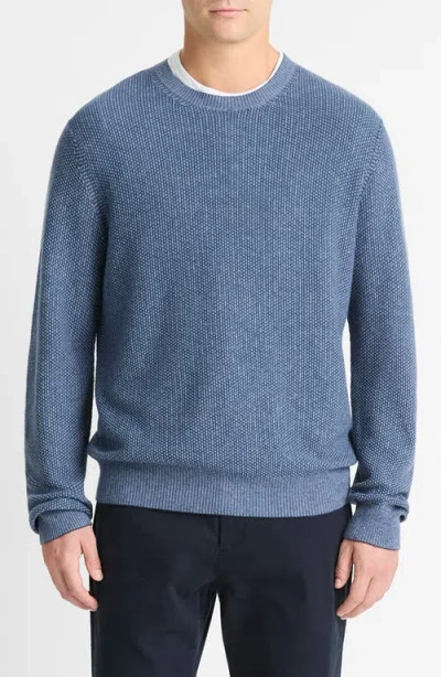 Vince Geometric Jacquard Wool & Cotton Blend Crewneck Sweater In Beluga Blue/blue