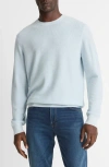 Vince Geometric Jacquard Wool & Cotton Blend Crewneck Sweater In Blue