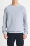 Vince Geometric Jacquard Wool & Cotton Blend Crewneck Sweater In Blue Hour/classic Cream
