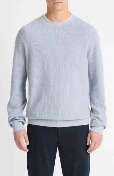 Vince Geometric Jacquard Wool & Cotton Blend Crewneck Sweater In Blue Hour/classic Cream
