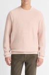 Vince Geometric Jacquard Wool & Cotton Blend Crewneck Sweater In Pink Haze/classic Cream