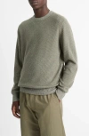 Vince Men's Geometric Jacquard Sweater In Surplus Olive/ Heather Grey