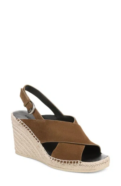 Vince Georgia Suede Espadrille Wedge Sandals In Brown