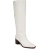 Vince Gerrie Leather Square-toe Knee Boots In Milk