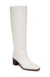 Vince Gerrie Leather Square-toe Knee Boots In Milk