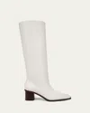 Vince Gerrie Leather Square-toe Knee Boots In Milk White Leather