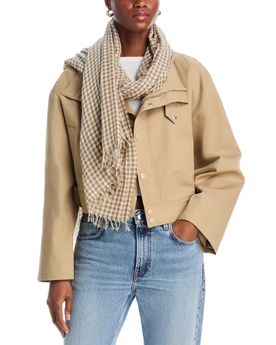 Vince Gingham Cotton Scarf In Brown