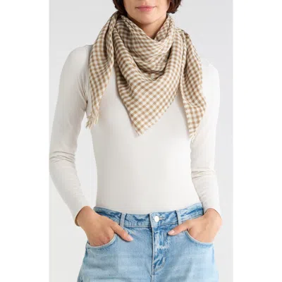 Vince Gingham Cotton Scarf In Neutral