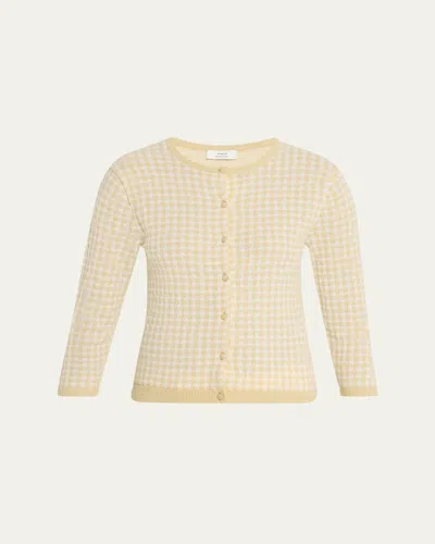 Vince Gingham Knit Cardigan In Neutral