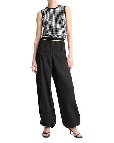 Vince Gingham Knit Tank In Black