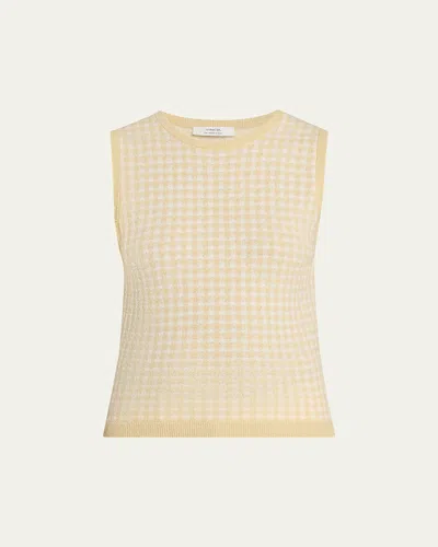 Vince Gingham Knit Tank Top In Neutral