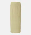 Vince Smocked Check Midi Skirt In Green