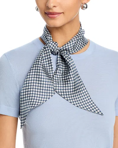 Vince Gingham Silk Ribbon Scarf In White