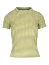 Vince Womens Herbaria Combo Gingham-print Seersucker Woven T-shirt In Green