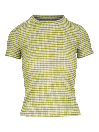 Vince Gingham T-shirt In Green