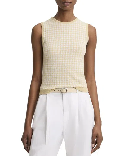 Vince Gingham Wool-blend Tank In Yellow