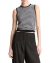 Vince Gingham Wool-blend Tank In 979bow-black/off White