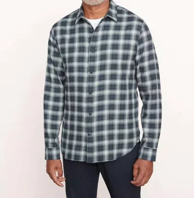 Vince Glen Oak Plaid Long Sleeve Shirt In Deep Seaweed