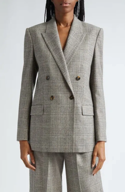 Vince Glen Plaid Double Breasted Blazer In Heritage Grey