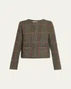 Vince Glen Plaid Short Jacket In Brown