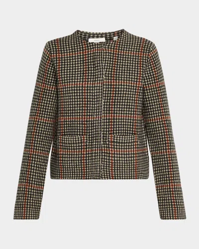 Vince Glen Plaid Short Jacket In Gray
