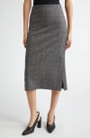 Vince Glen Plaid Side Slit Midi Skirt In Black Multi