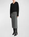Vince Glen Plaid Side Slit Midi Skirt In Black Multi