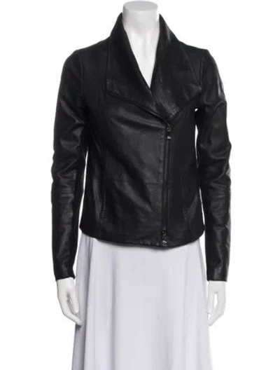 Pre-owned Vince Goat Leather Biker Jacket In Black