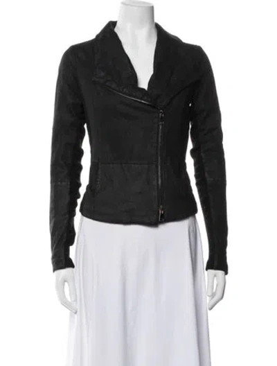 Pre-owned Vince Goat Leather Biker Jacket In Black