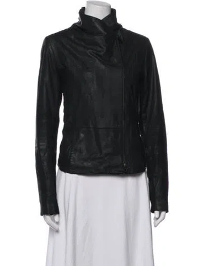 Pre-owned Vince Goat Leather Biker Jacket In Black