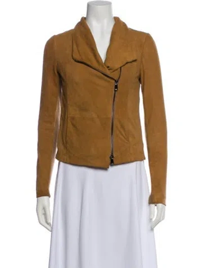 Pre-owned Vince Goat Leather Biker Jacket In Brown