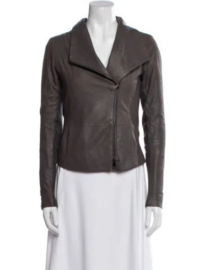 Pre-owned Vince Goat Leather Biker Jacket In Brown