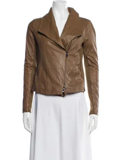 Pre-owned Vince Goat Leather Biker Jacket In Brown