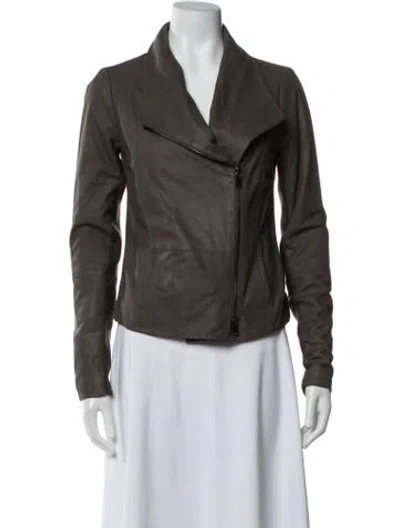 Pre-owned Vince Goat Leather Biker Jacket In Brown
