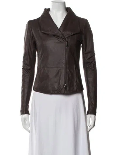 Pre-owned Vince Goat Leather Biker Jacket In Brown