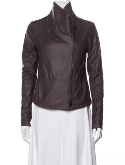Pre-owned Vince Goat Leather Biker Jacket In Brown