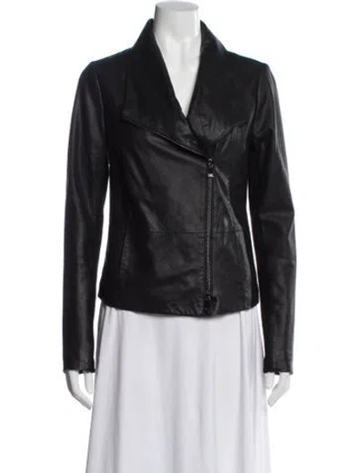 Pre-owned Vince Goat Leather Biker Jacket In Gray