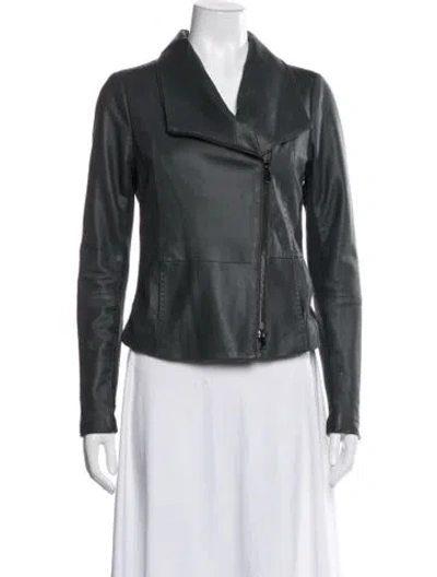 Pre-owned Vince Goat Leather Biker Jacket In Grey