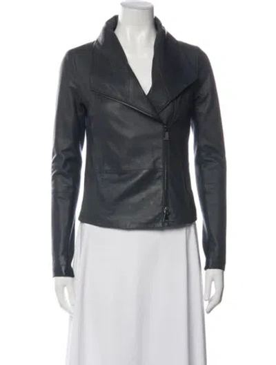 Pre-owned Vince Goat Leather Biker Jacket In Grey