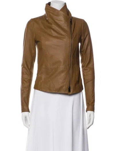 Pre-owned Vince Goat Leather Biker Jacket In Neutral