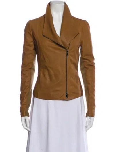 Pre-owned Vince Goat Leather Biker Jacket In Neutral