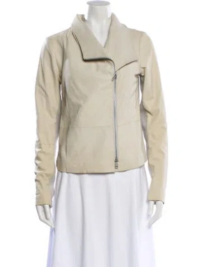 Pre-owned Vince Goat Leather Biker Jacket In Neutral