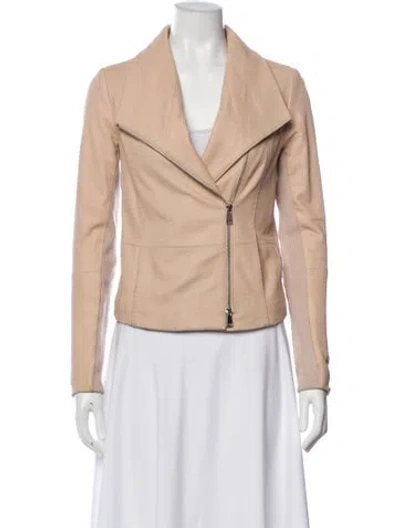 Pre-owned Vince Goat Leather Biker Jacket In Neutral