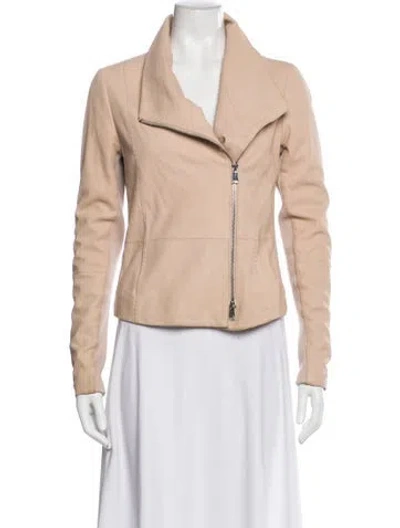 Pre-owned Vince Goat Leather Biker Jacket In Neutral