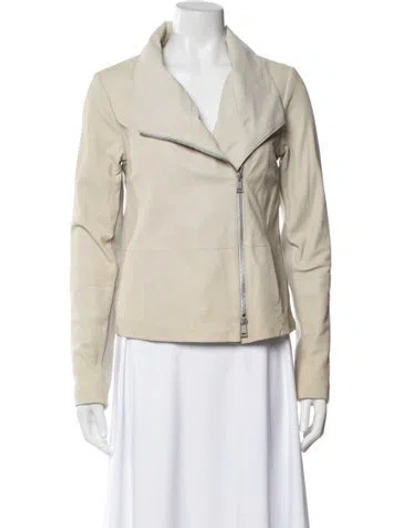 Pre-owned Vince Goat Leather Biker Jacket In Neutral
