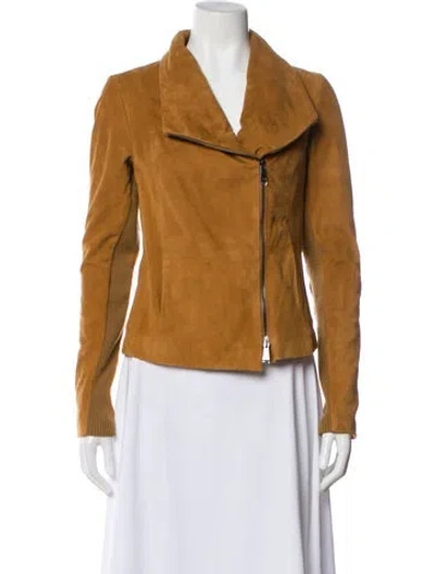 Pre-owned Vince Goat Leather Biker Jacket In Neutral