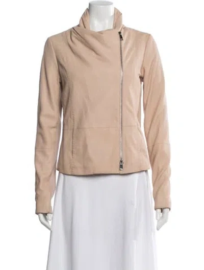 Pre-owned Vince Goat Leather Biker Jacket In Neutral