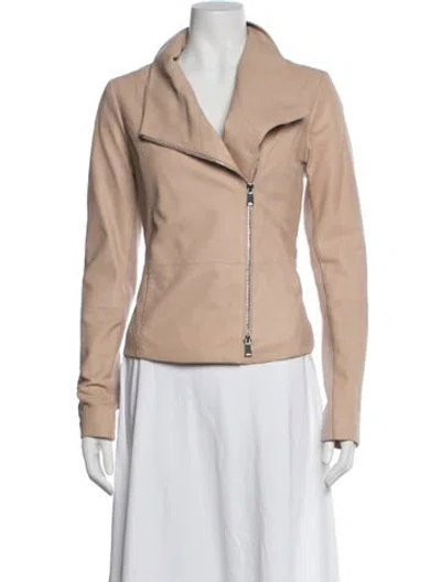 Pre-owned Vince Goat Leather Biker Jacket In Neutral
