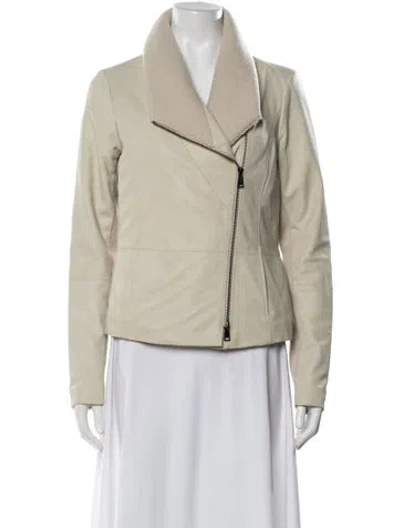 Pre-owned Vince Goat Leather Biker Jacket In Neutral